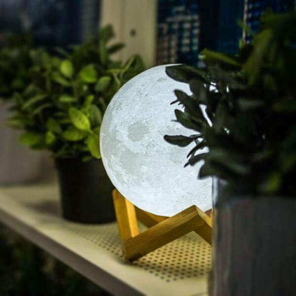 3D Moon Lamp with Wooden Stand